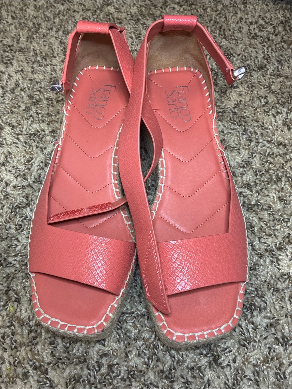 Franco Sarto Coral Textured Leather Espadrille Sandals